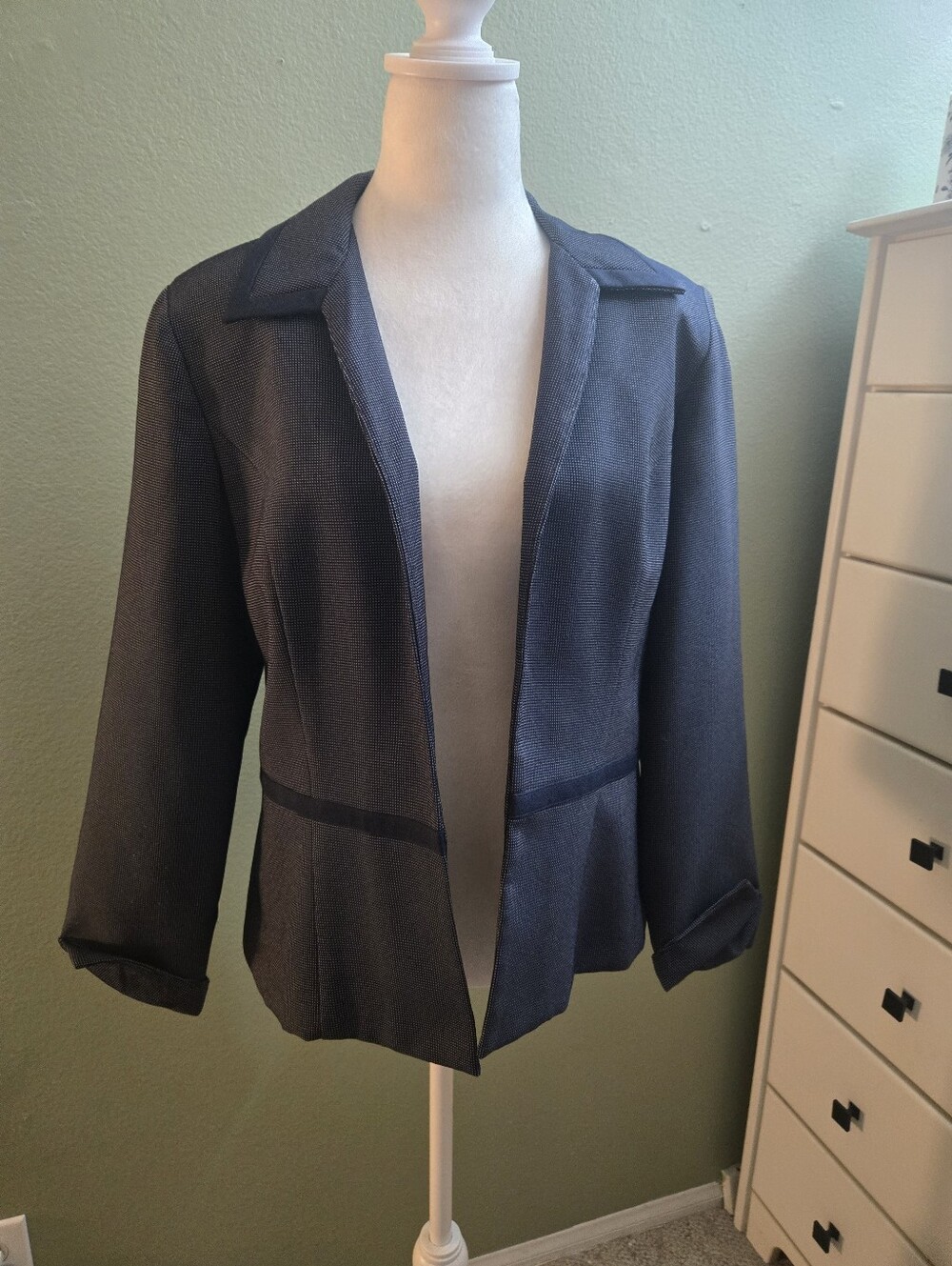 Coldwater Creek Navy Blue Open Front Blazer For Women